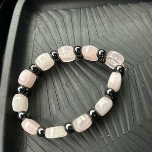 Elegant Rose quartz and hematite Beaded Bracelet